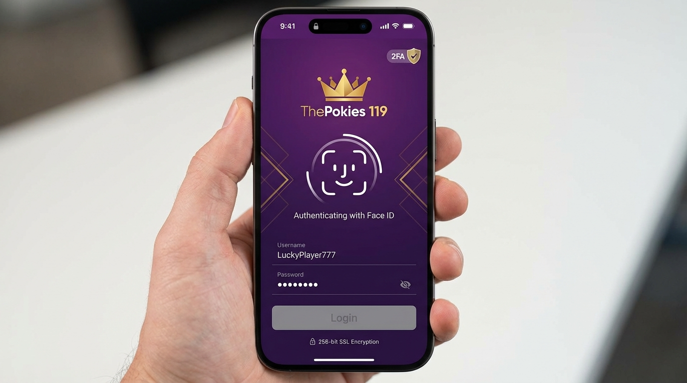 ThePokies 119 mobile login with Face ID authentication